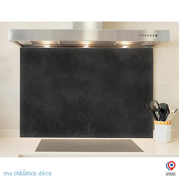 Crédence cuisine fond de hotte Béton ciré 2 - Verre trempé - L 70 cm x H 60 cm - MaCrédenceDéco