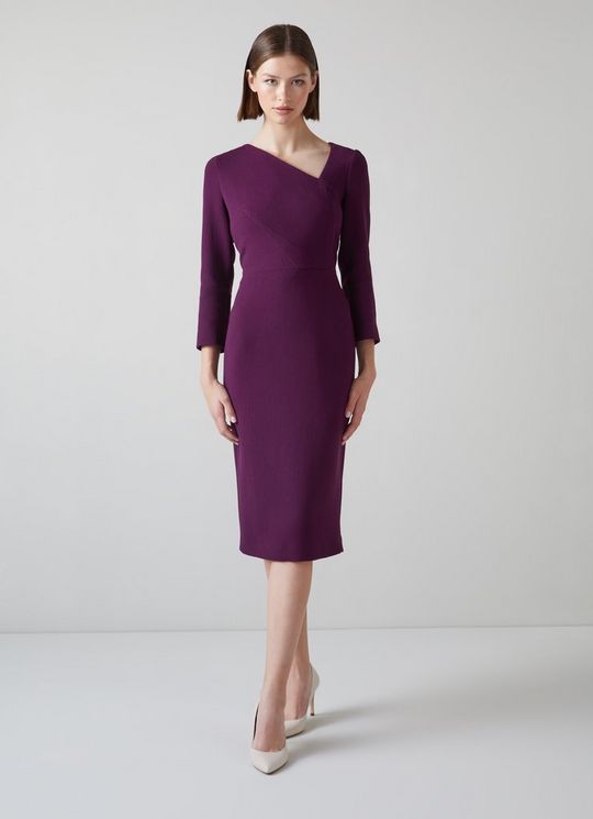 Alexis Purple Wool Crepe Shift Dress