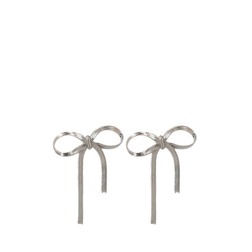 Manfield Zilverkleurige strikjes oorbellen
