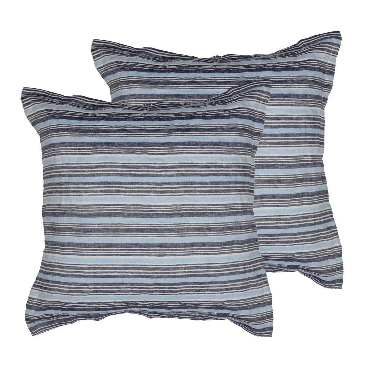 TEKSADA GRAPHIC - 2 taies d'oreiller en lin lavé/coton Indigo 65x65 cm