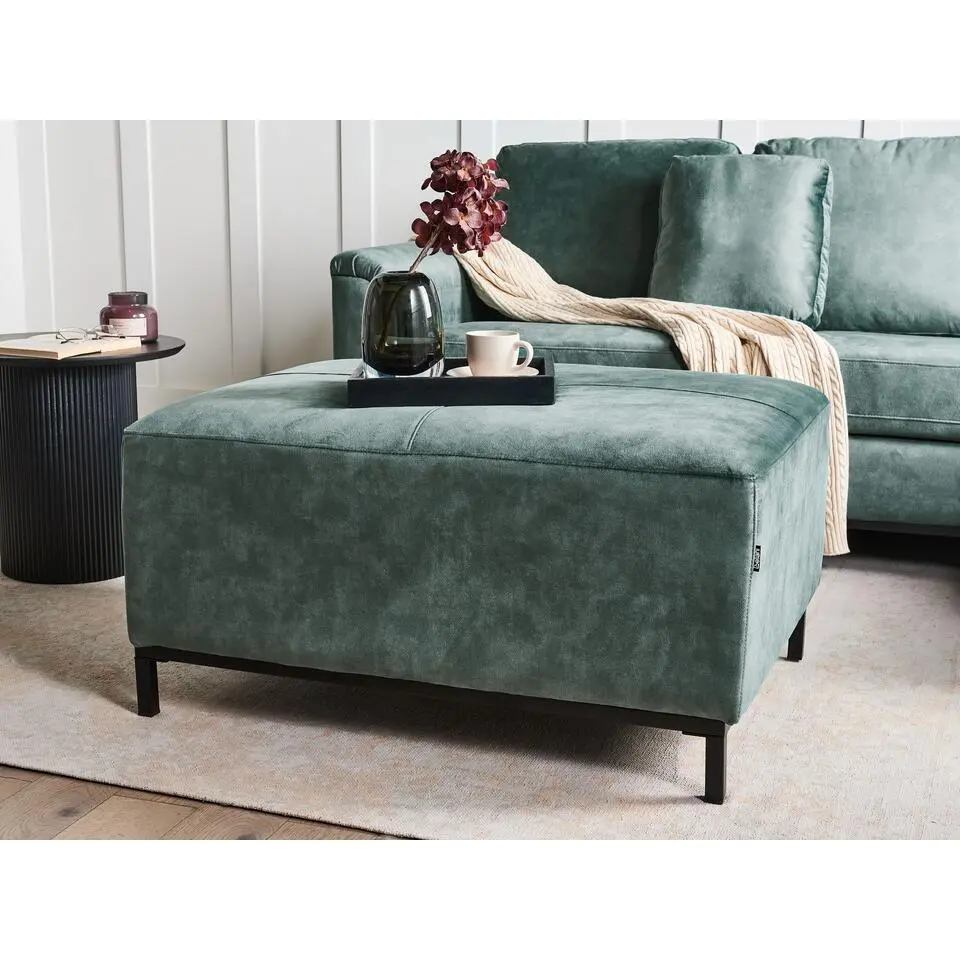 OSLO - Ottomaan - Blauwgroen - Fluweel