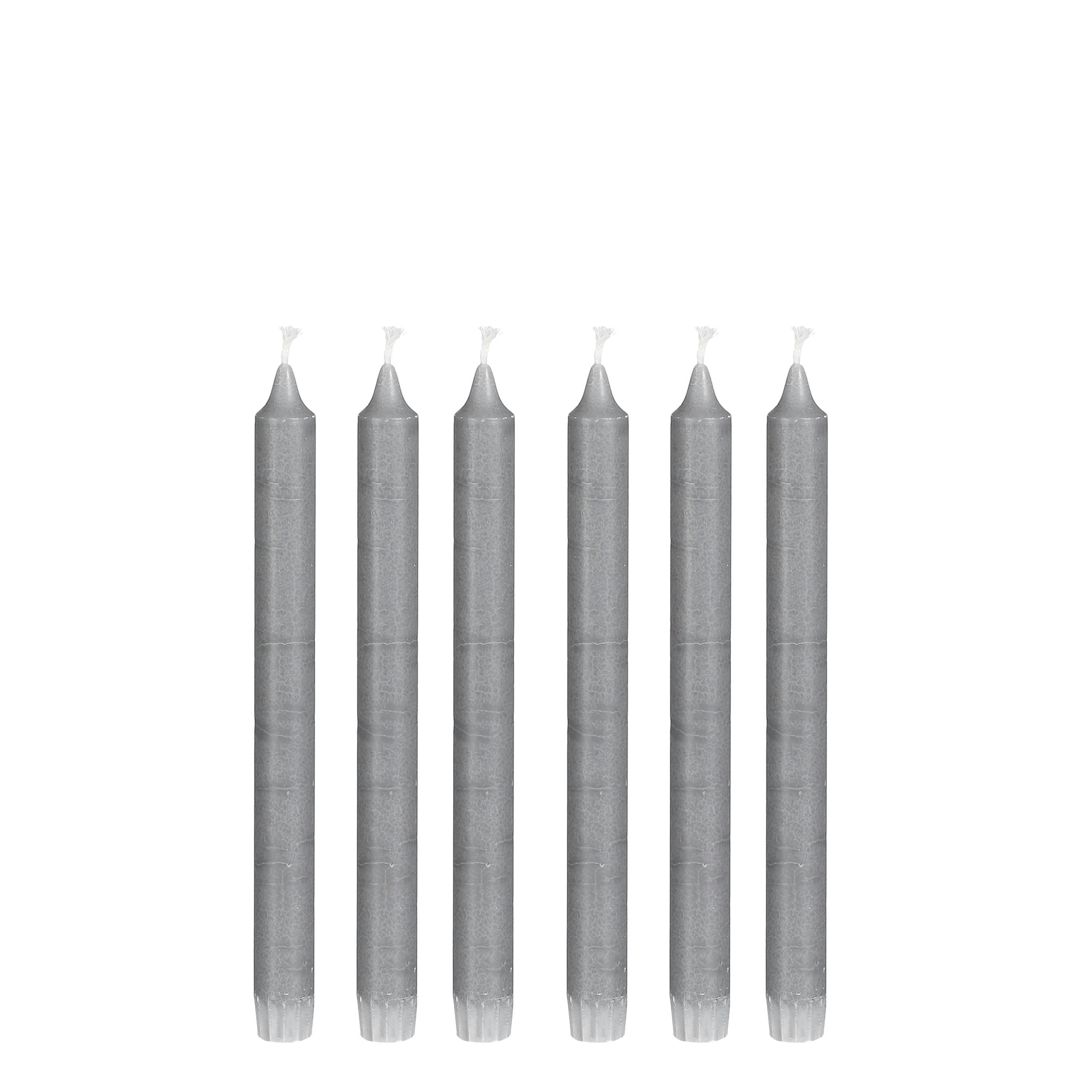 - Lot de 6 bougies longue en stéarine grises