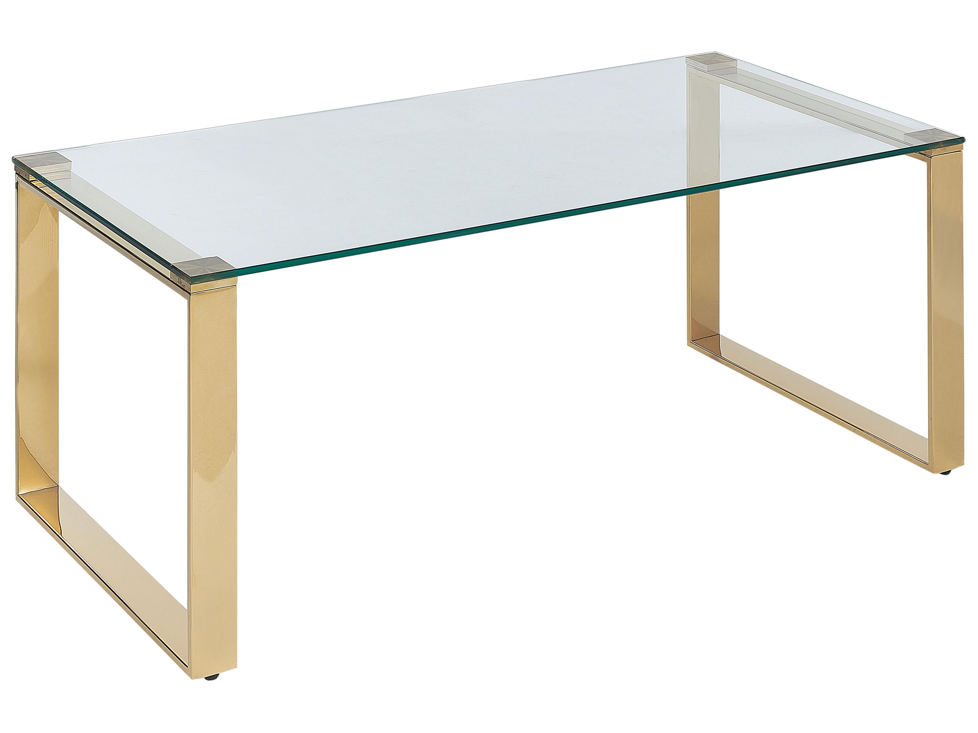 Coffee Table TILON Tempered Glass Gold