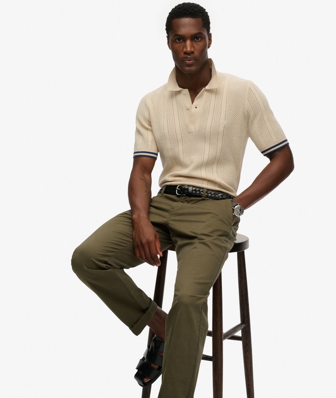 Knitted Texture Short Sleeve Polo Shirt