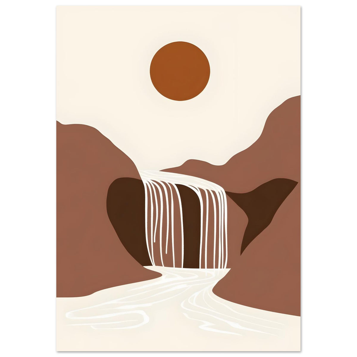Artfulprints Poster Boho – Warm waterfall  - A4 21x29.7 cm - Bruin