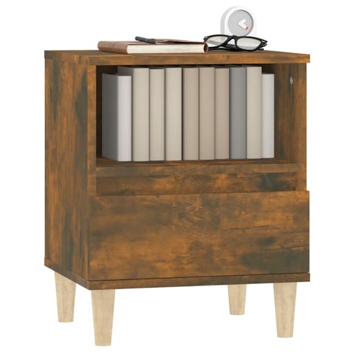 NNEVL Bedside Cabinets 2 pcs Smoked Oak 40x35x50 cm