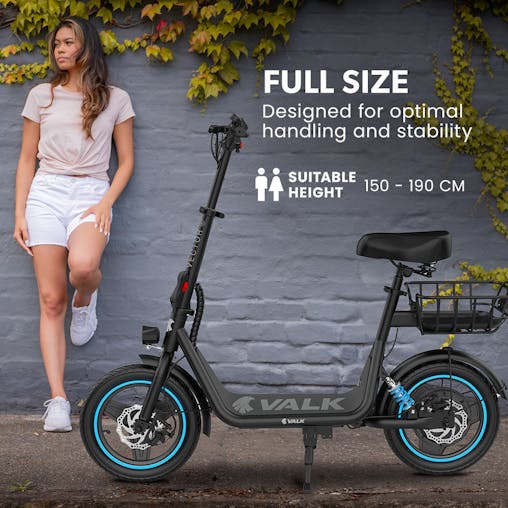 NNEMB Electric Scooter with Seat, 30km Range, Disc brakes, 14' Tyres, Motorised eScooter for Adults Teens Commuter