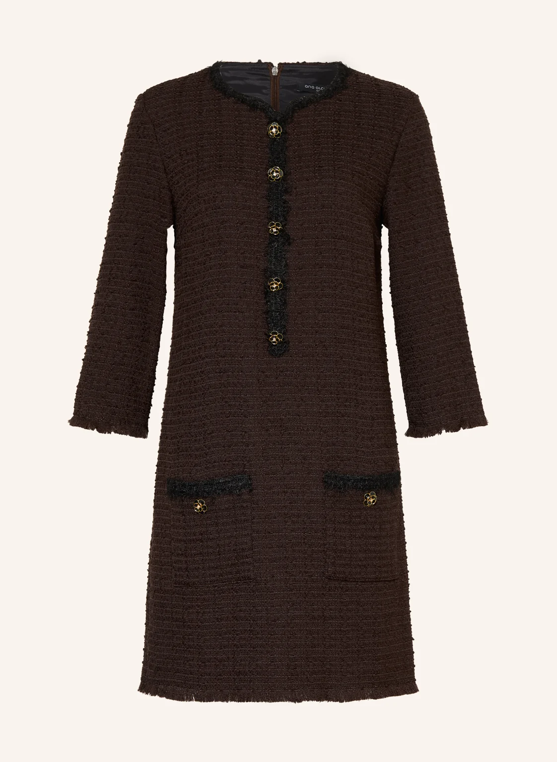 Ana Alcazar Bouclé-Kleid mit 3/4-Arm und Schmucksteinen