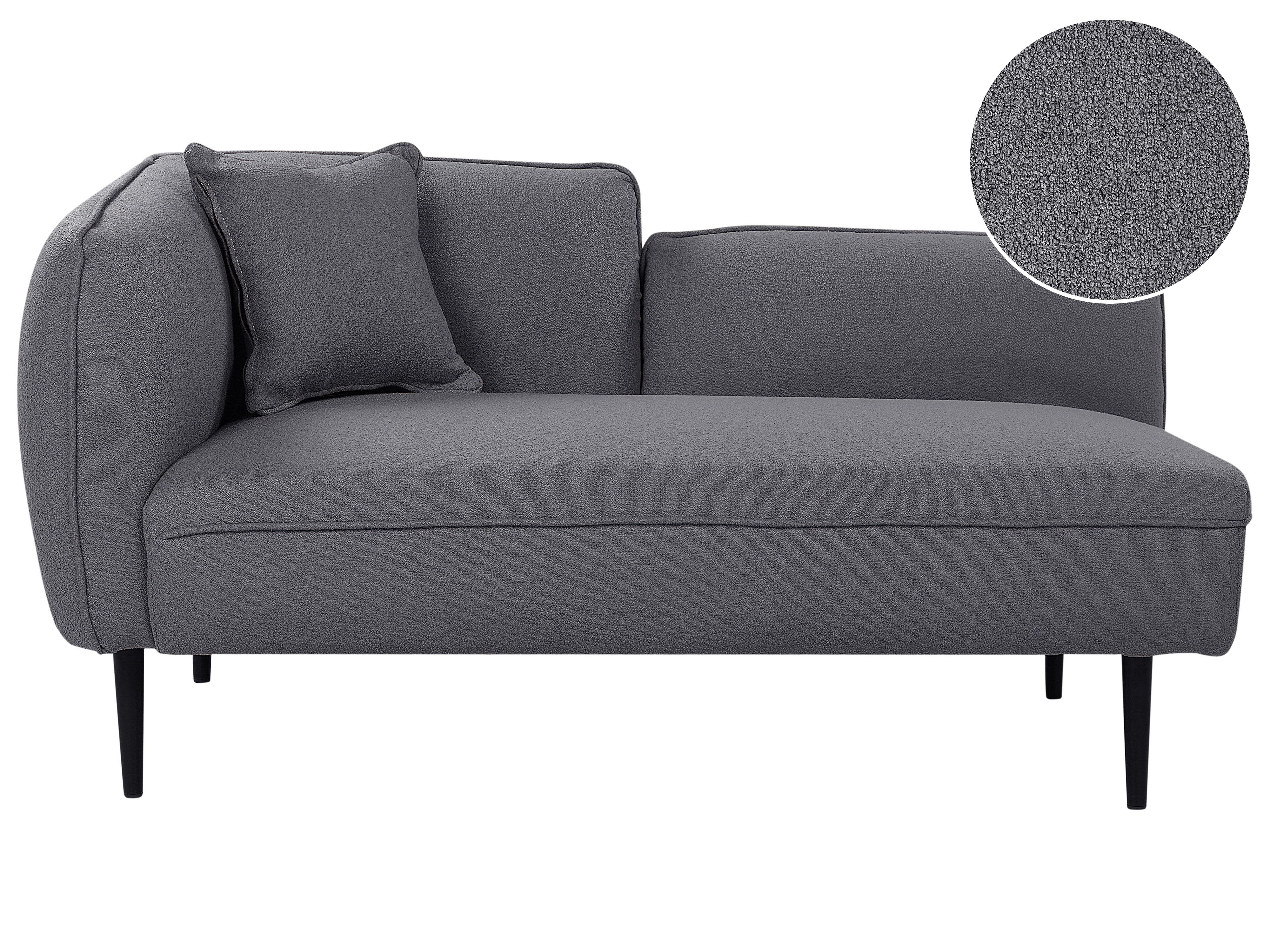 Left-Hand Chaise Longue CHEVANNES Boucle Dark Grey