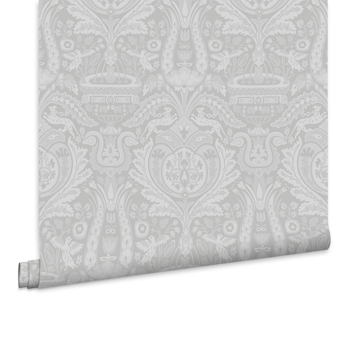 Laura Ashley Vliesbehang - Heraldic Damask Slate Grey - 10mx52cm