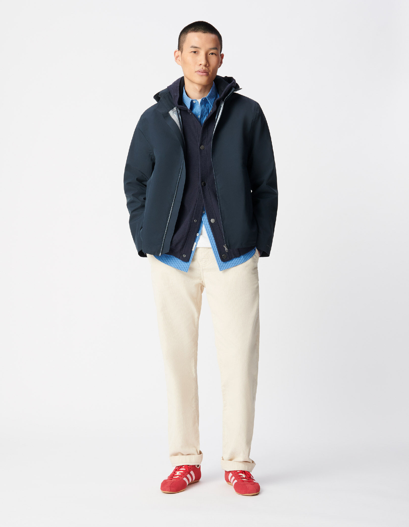 Blouson marine capuche amovible WATERPROOF  Homme