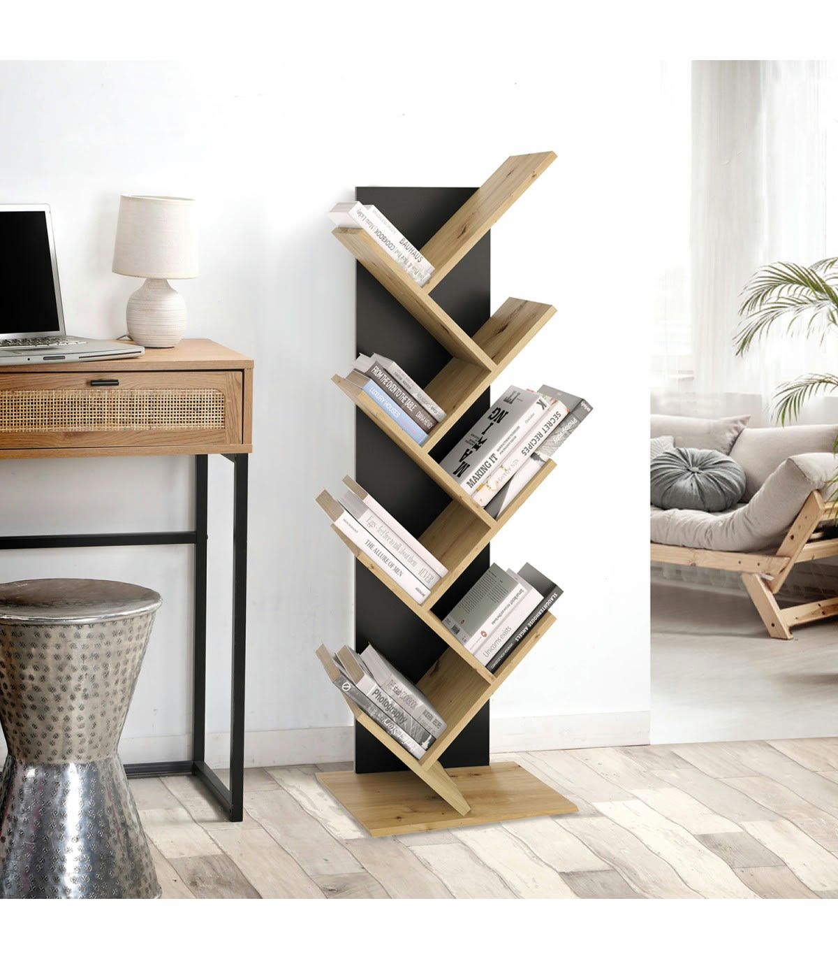 BÜCHEN - Bibliothèque avec Étagères Géométriques