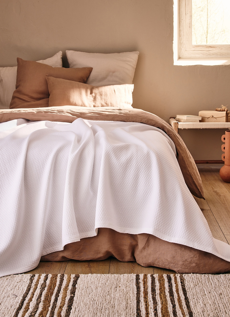 JETÉ DE LIT JACQUARD EN COTON LUMEL BLANC