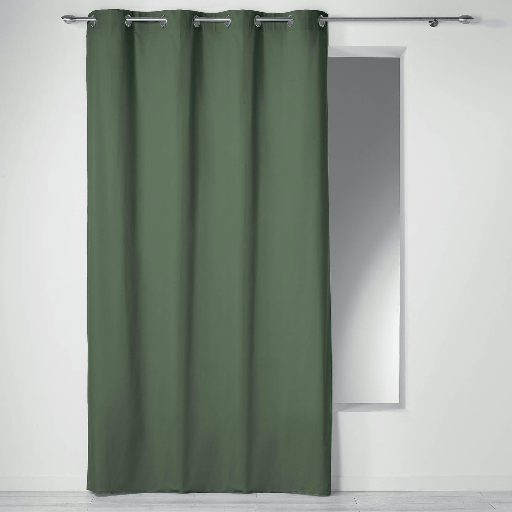 - Rideau à œillets 100 % coton panama vert olive 140x240 cm