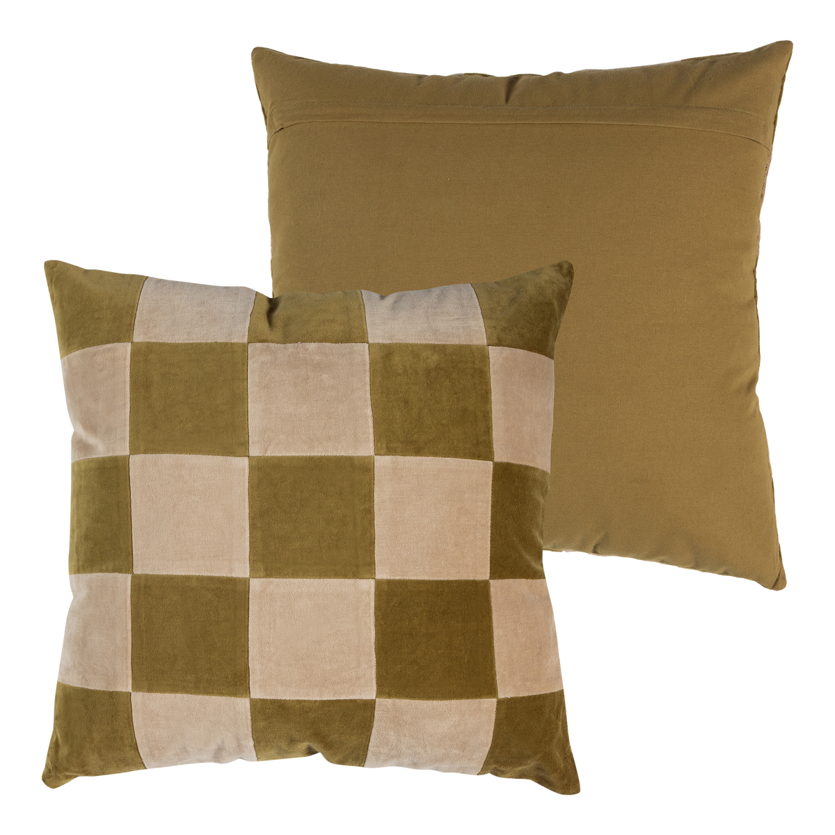 WOOOD kussens Vola - Katoen - Groen/Oranje - 50x50x10 - Set van 4