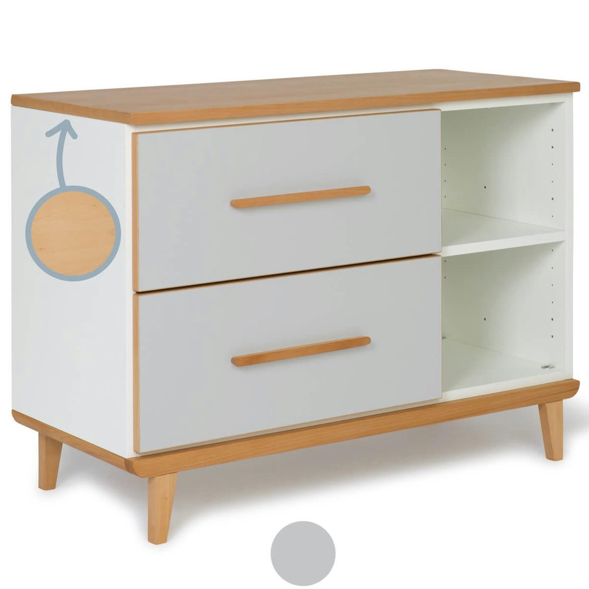 NADO - Petit meuble 2 tiroirs manhattan gris