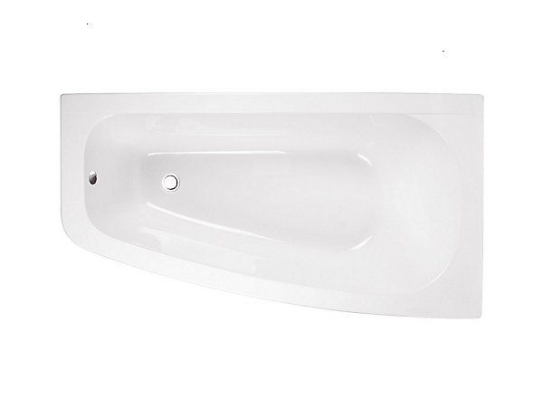 Baignoire asymétrique   tablier noir   repose tête - LUNA - 150 x 80 cm - Droite