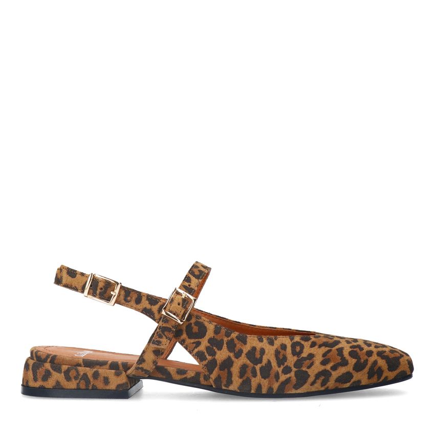 Manfield Leopard suède slingbacks
