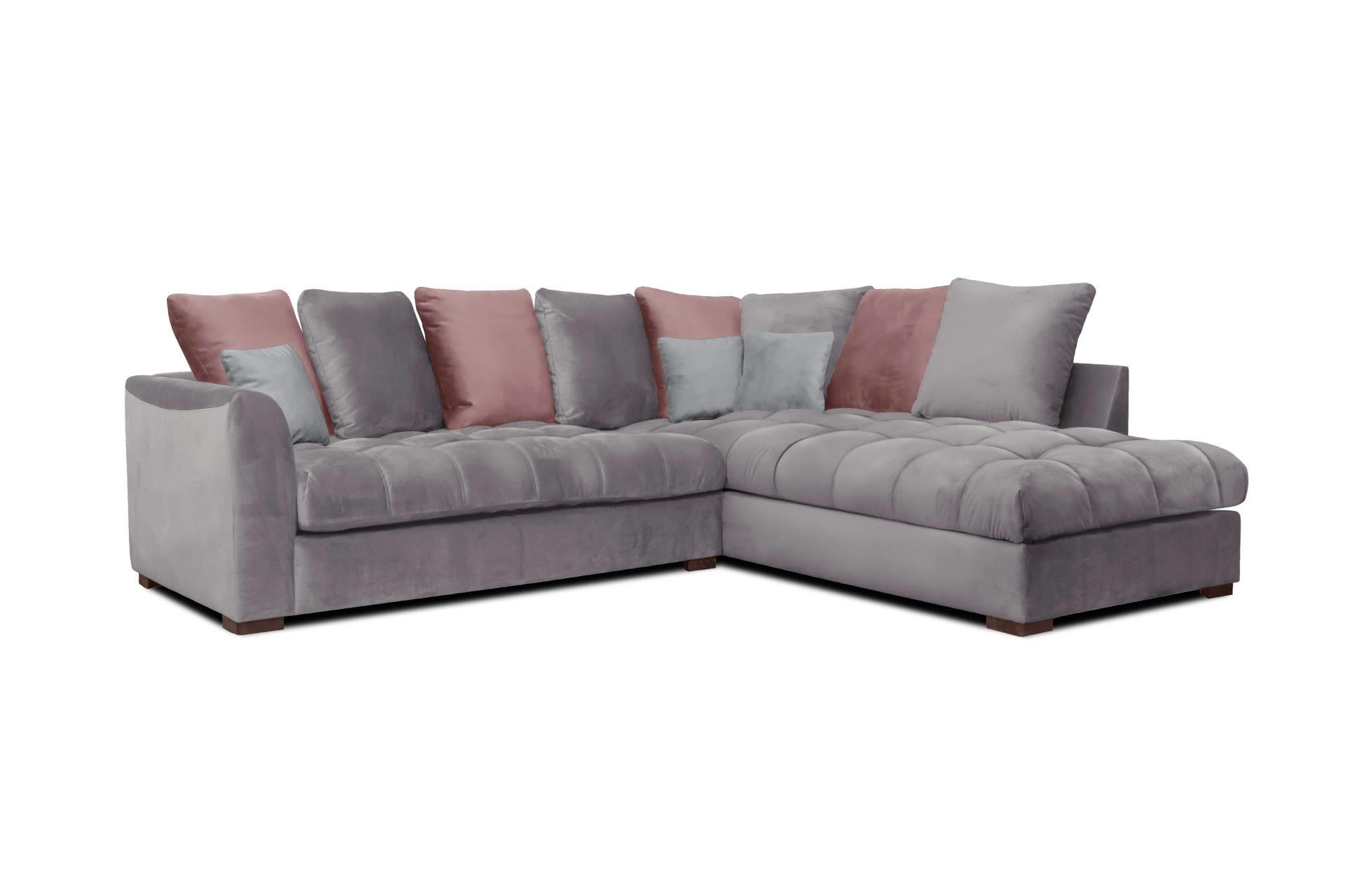 BARDI - Canapé d'angle droit 5 places tissu gris