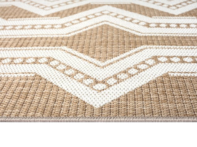 Lora Brown and Ivory Tribal Flatweave Indoor Outdoor Rug
