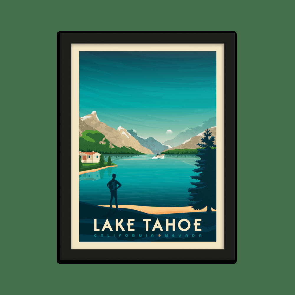 - Affiche Lake Tahoe Etats-Unis + Cadre Bois noir 21x29,7 cm