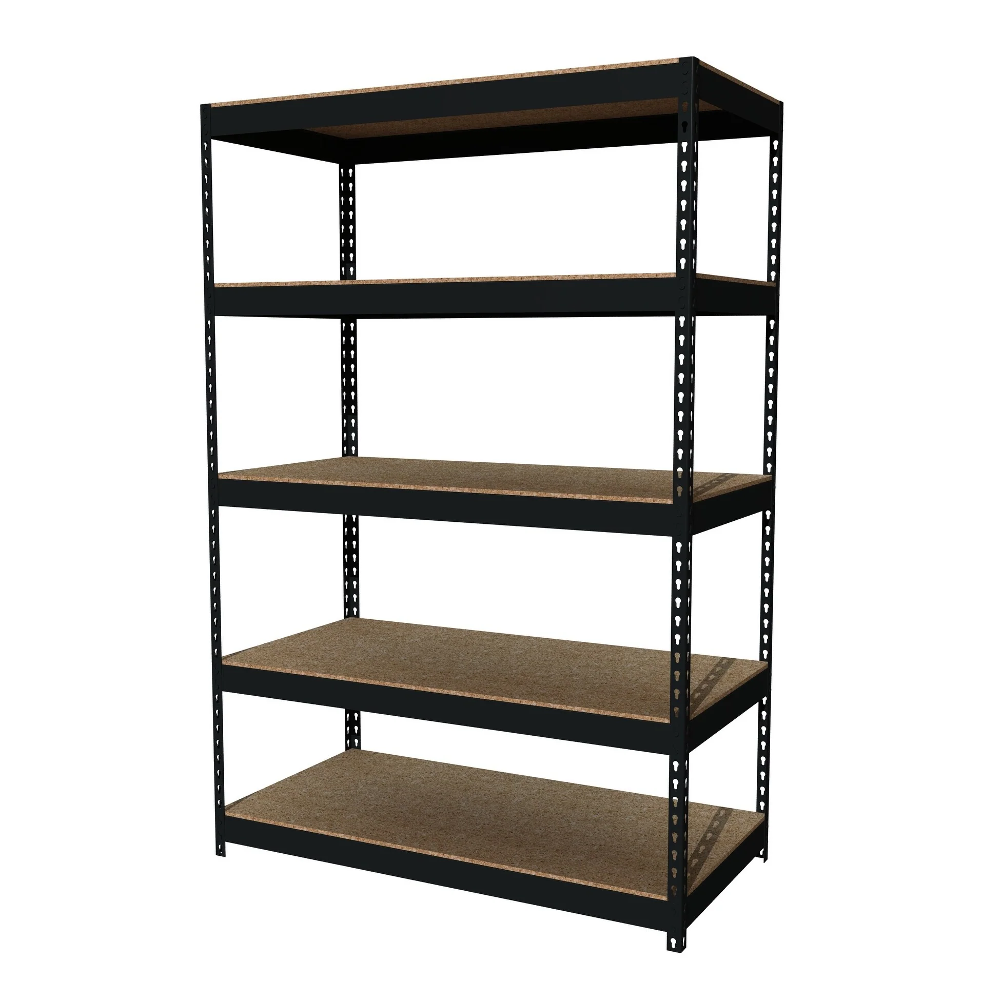 Iron Horse 3800 Riveted Steel Shelving 5-Shelf Unit, 24D x 48W x 72H, Black - 72H X 48W X 24D