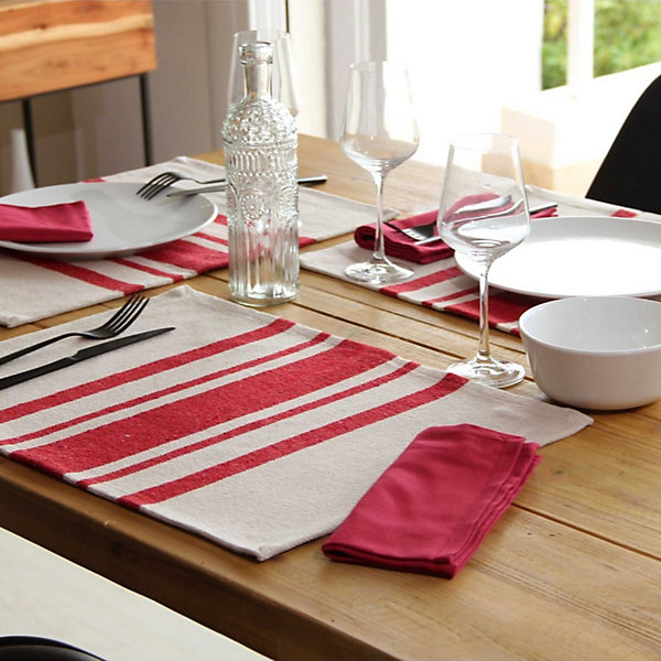 Lot de 4 Sets de table coton épais Rustique (38x50 cm - Rouge)