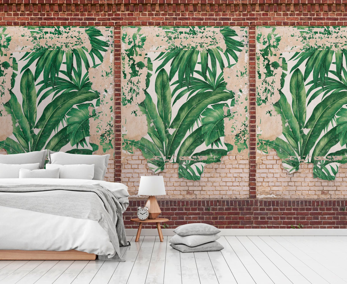 Livingwalls fotobehang graffiti bruin, beige, rood, crème en groen - 159 x 280 cm - AS-392452
