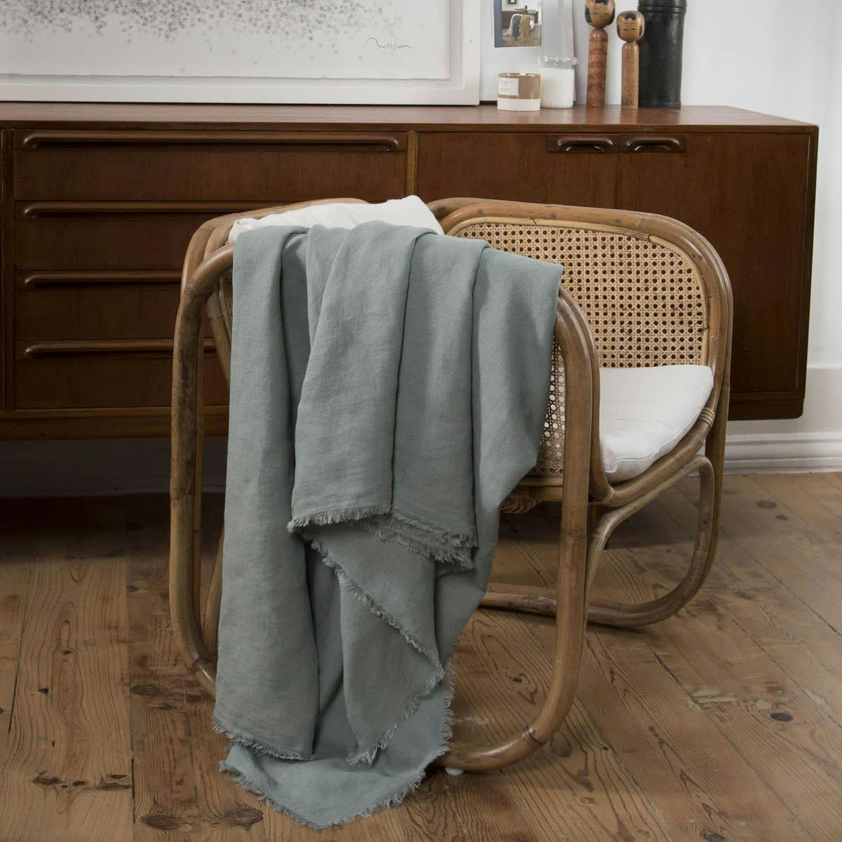 HORTENSE - Jeté de lit grand modèle lin lavé  180x260 vert pistache