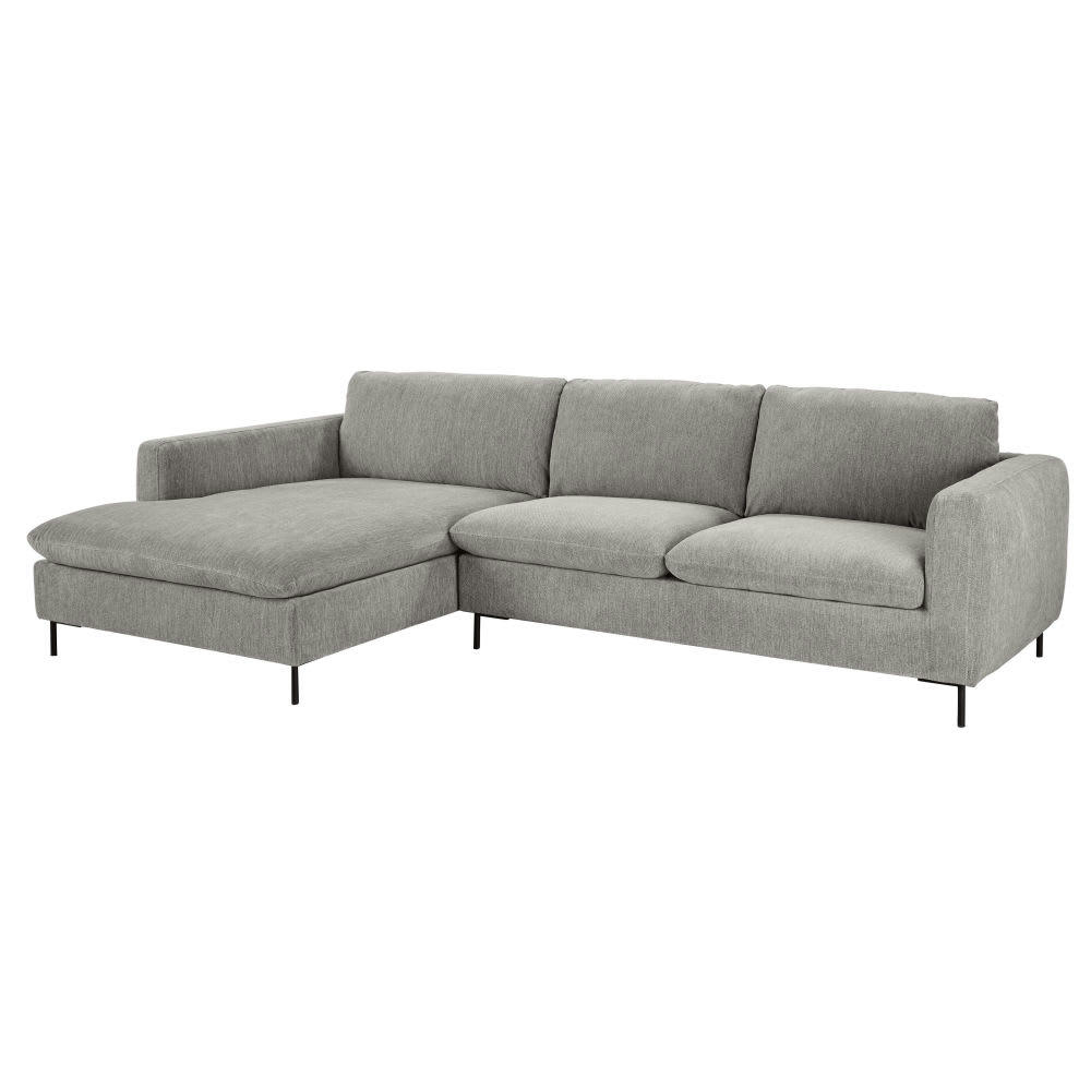 City - Canapé d'angle gauche 5 places gris chiné