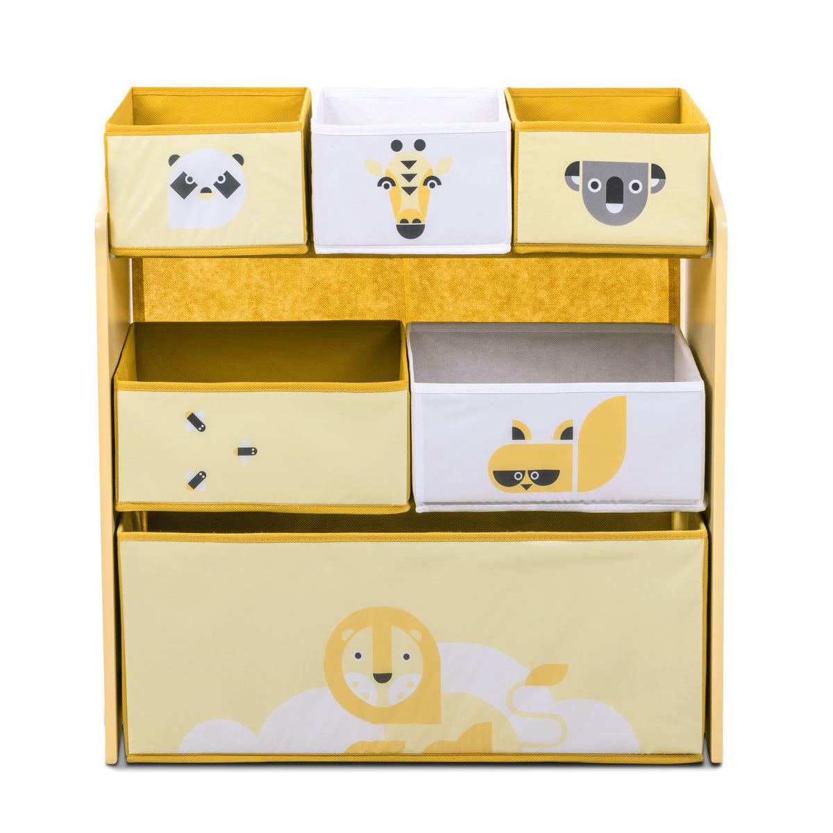 - Etagère multifonctionnelle pour enfants en bois naturel jaune