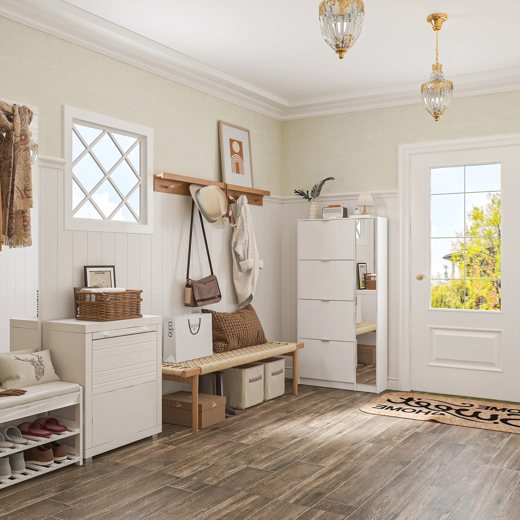 Mirrored Shoe Storage Cabinet Sleek White Design Contemporary Homes