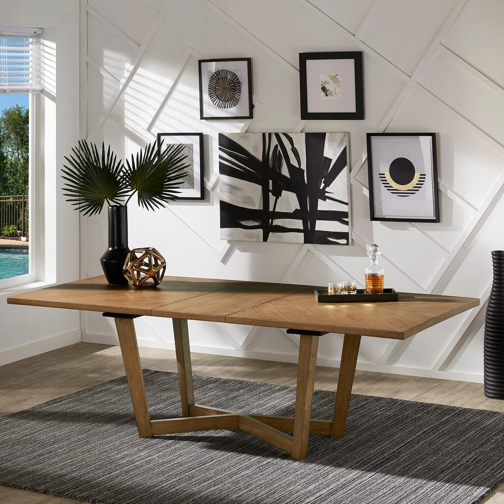 Eldoria 6-8 Person Mid-Century Extending Wood Dining Table - Walnut