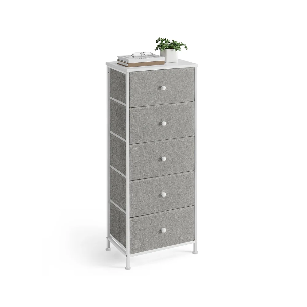 Commode colonne de rangement en tissu avec 5 tiroirs