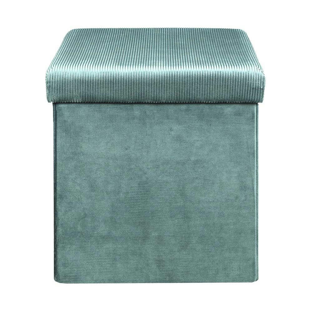 GIULIA - Pouf coffre pliable en velours design L. 38 x H. 38 cm bleu