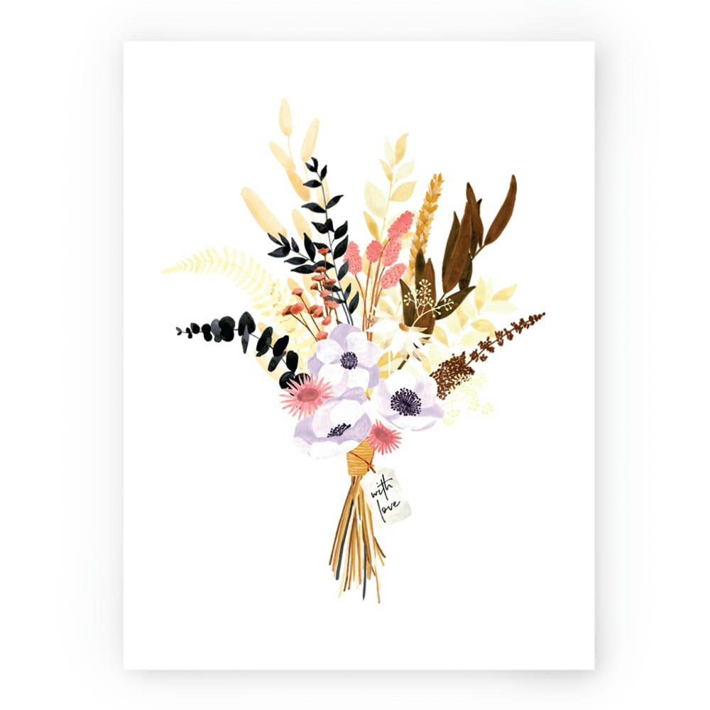 - Affiche illustrée motif Bouquet moderne 30x40 cm