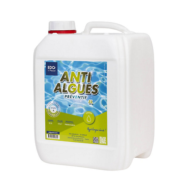 Anti Algues Piscine - Action Préventive - Bidon 5 Litres - Edg By Aqualux