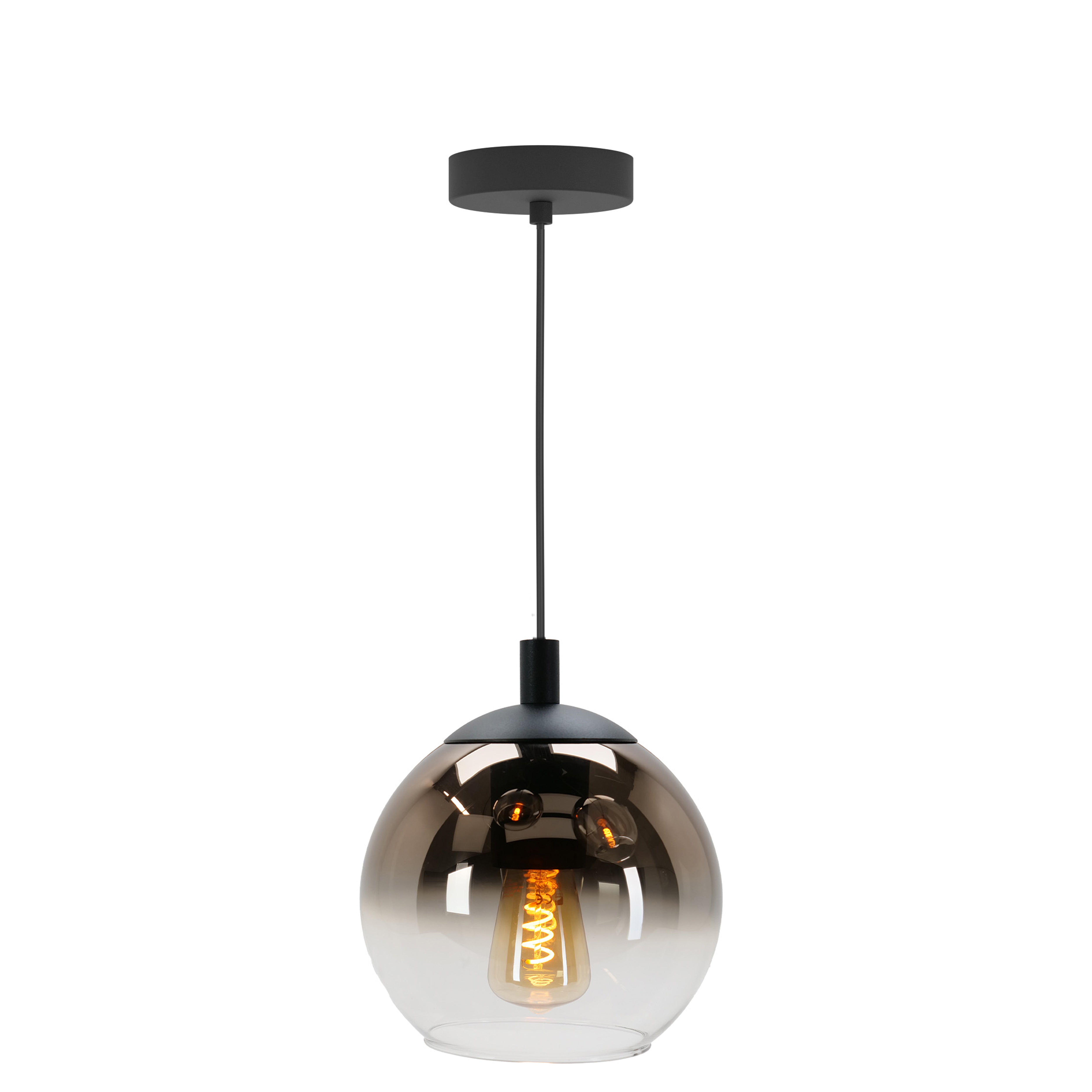 EGLO hanglamp Ariscani 1 - e27 - ø 20 cm - koperglas - zwart