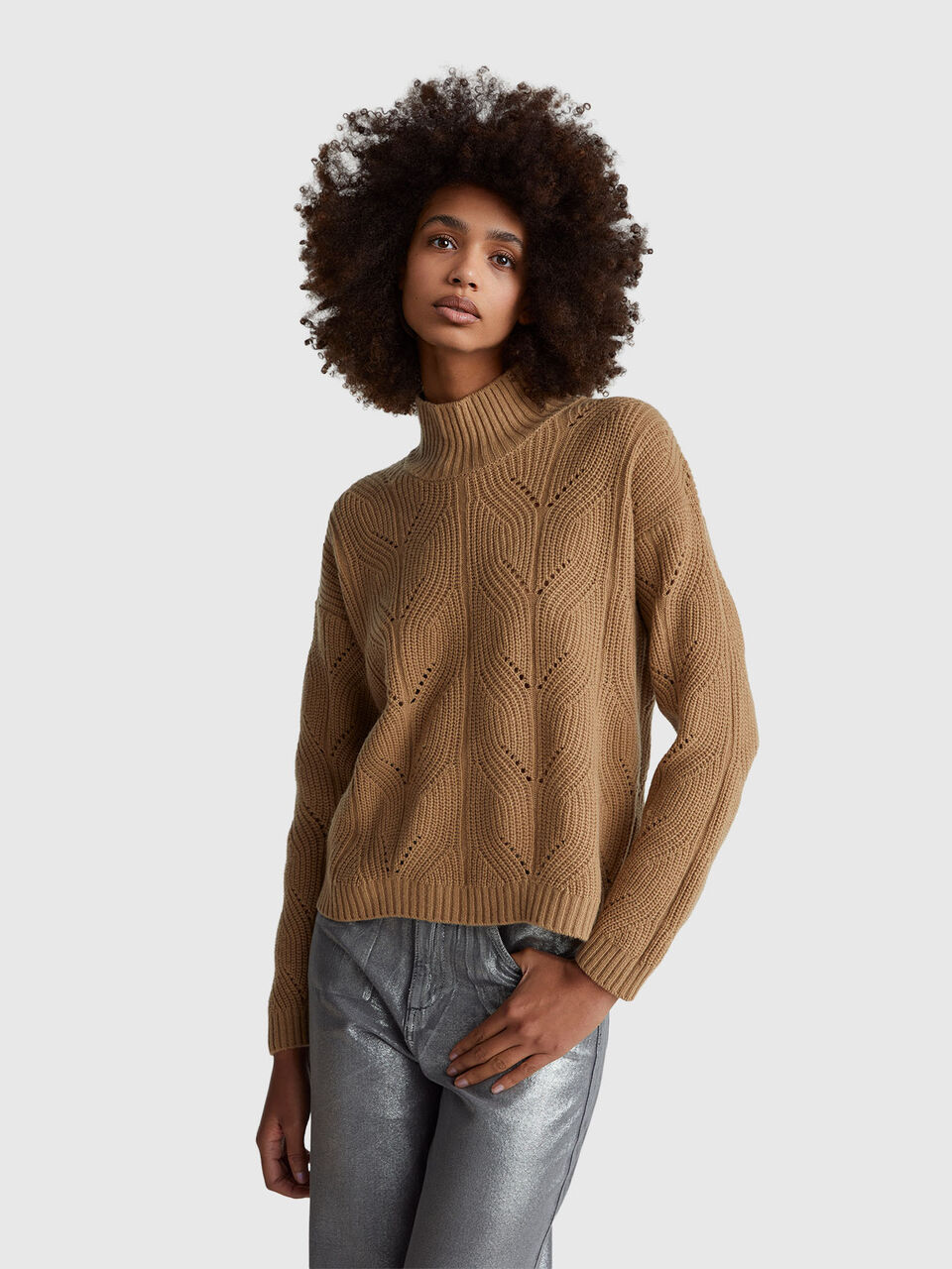 Turtleneck sweater in wool blend