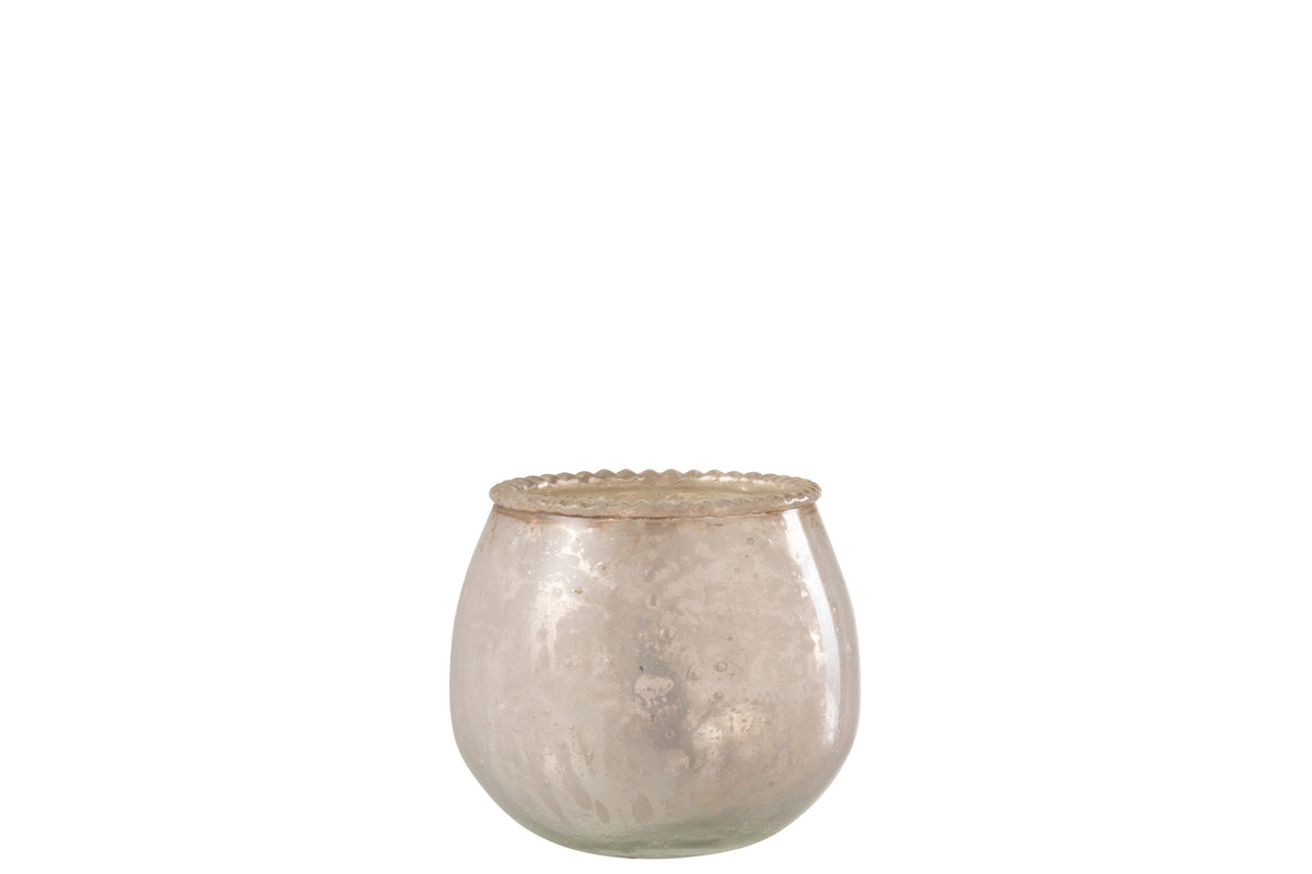J-Line theelichthouder - glas - roze - small - 2 stuks