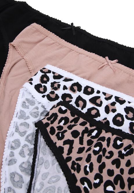 Womens 4pk Mocha Leopard High Cut Briefs