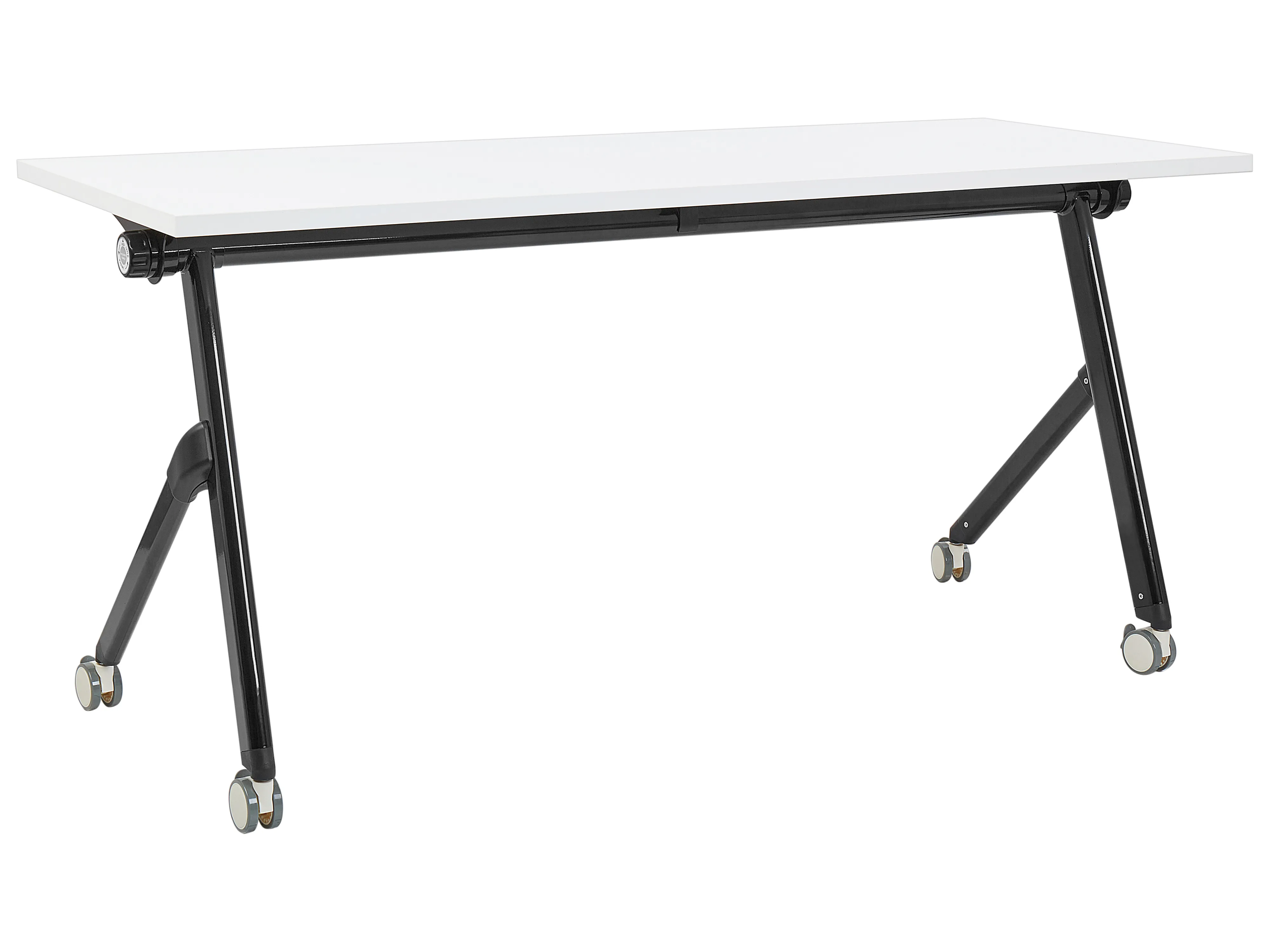 Foldable Office Desk BENDI White 120 cm 60 cm with Wheels