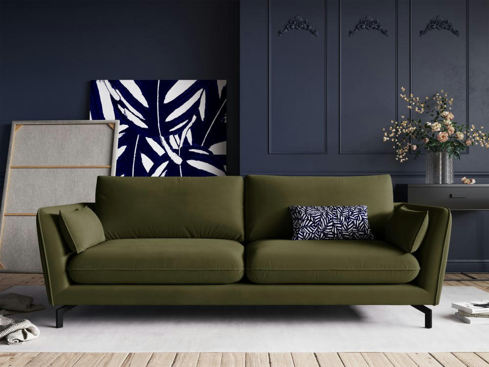 PODIUM - Canapé 3 places en velours vert