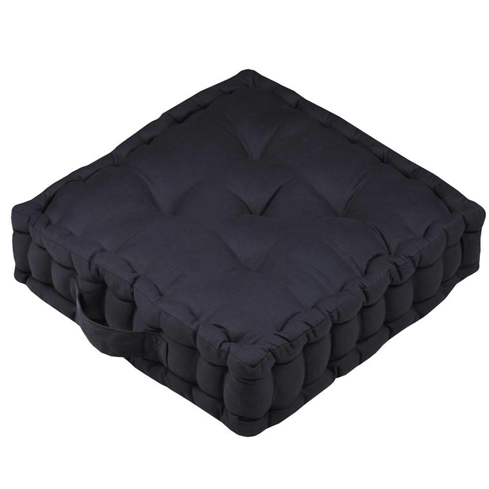 OXFORD - Coussin de sol en satin de coton carbone 45x45cm
