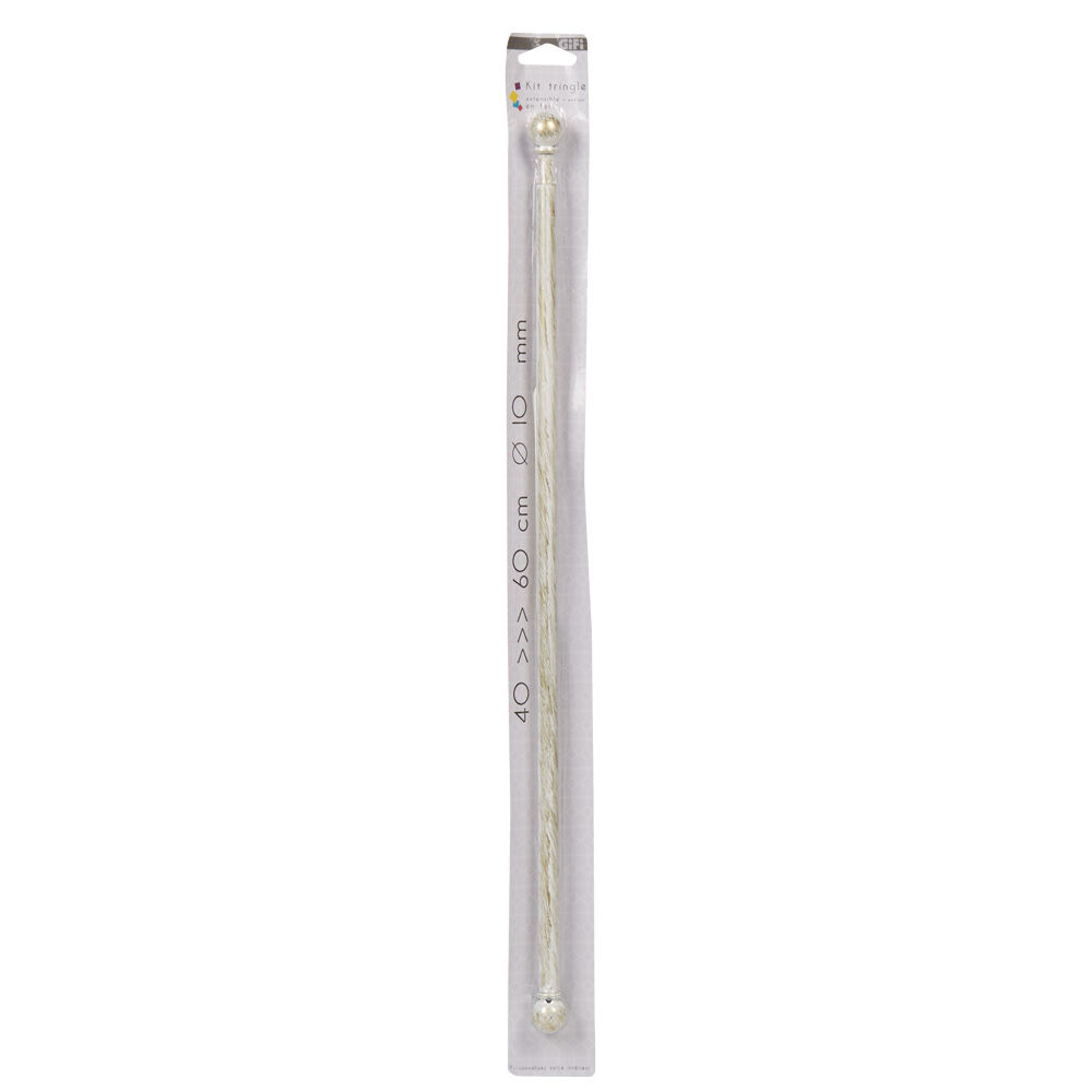 Tringle à vitrage Extensible 40-60 cm embout boule blanc vieilli