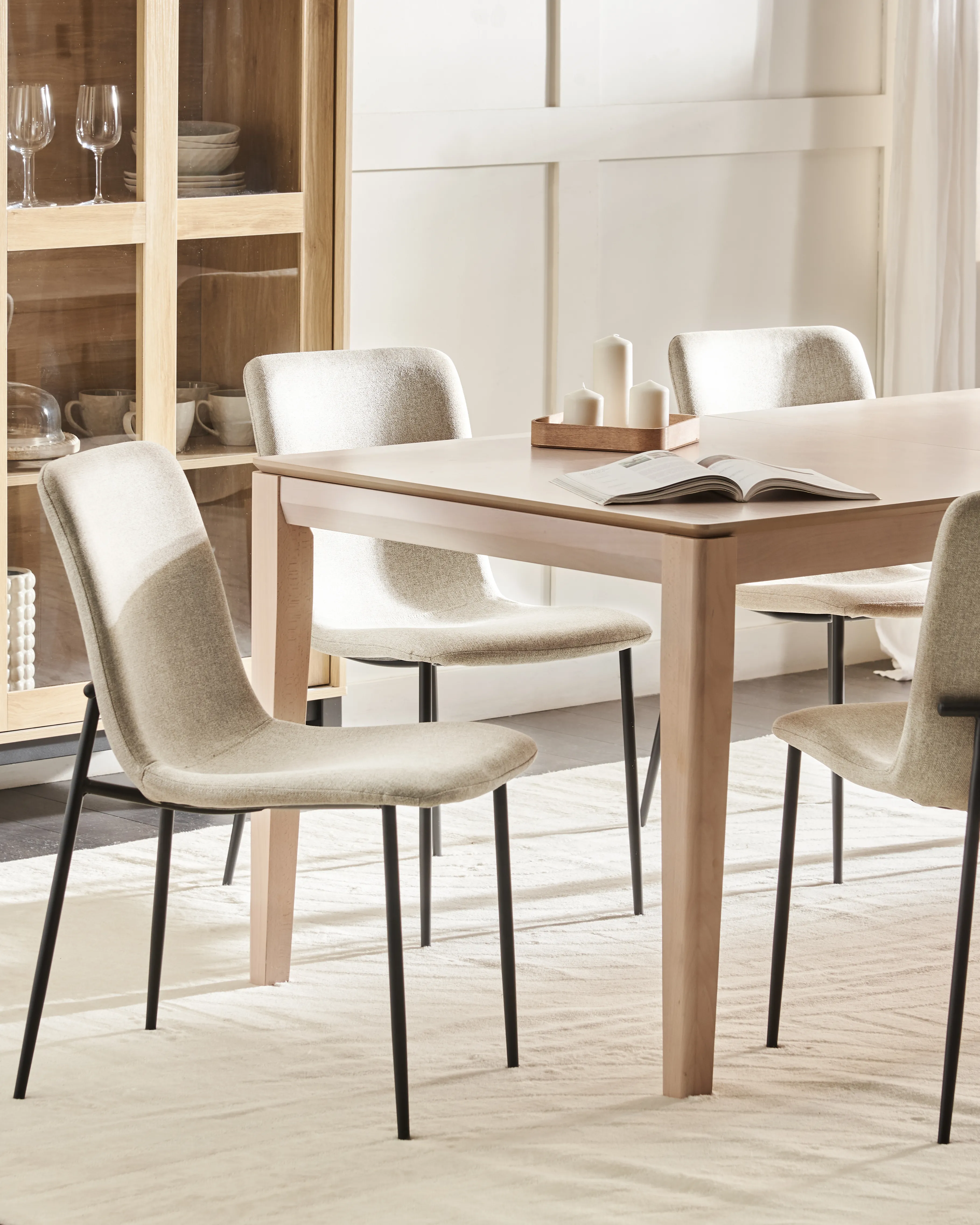 Set of 4 Dining Chairs GLENDIVE Fabric Light Beige
