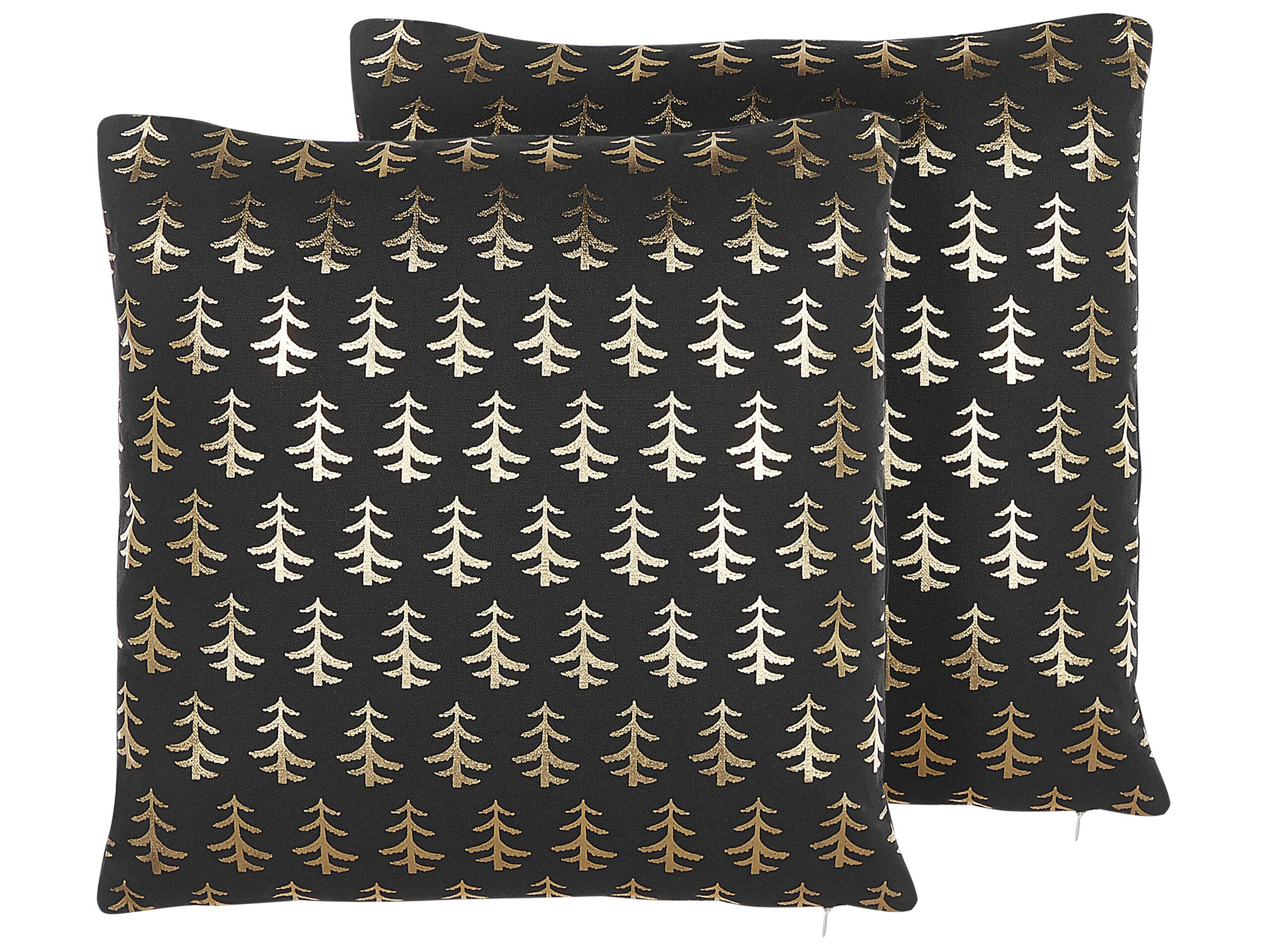 LEROY - Lot de 2 coussin décoratifs en tissu noir 45x10cm