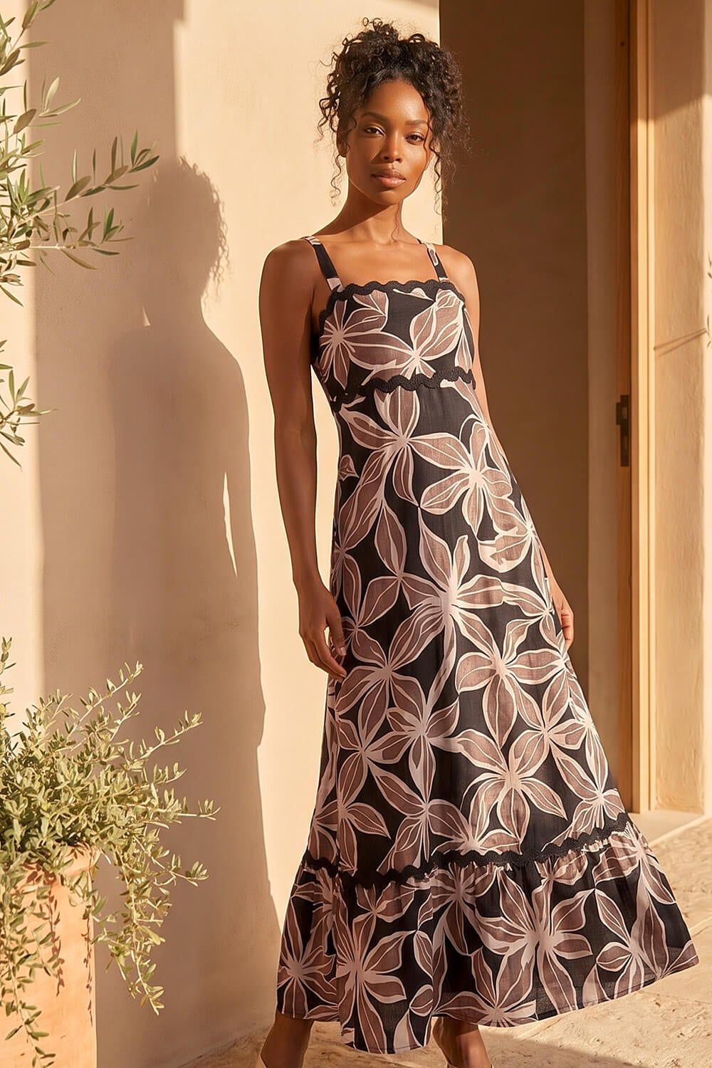 Roman Floral Ric Rac Maxi Dress