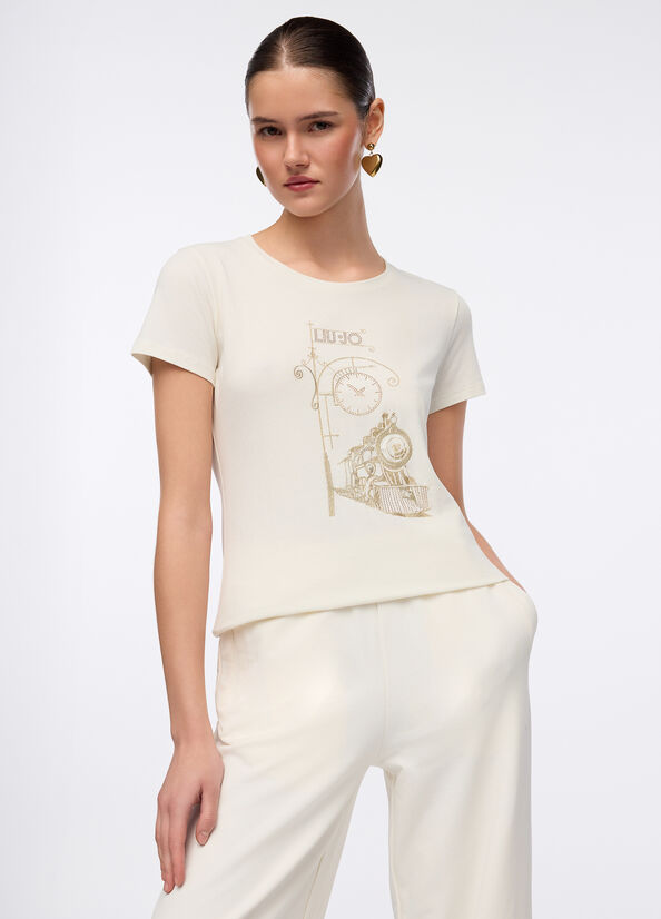 T-shirt con stampa laminata