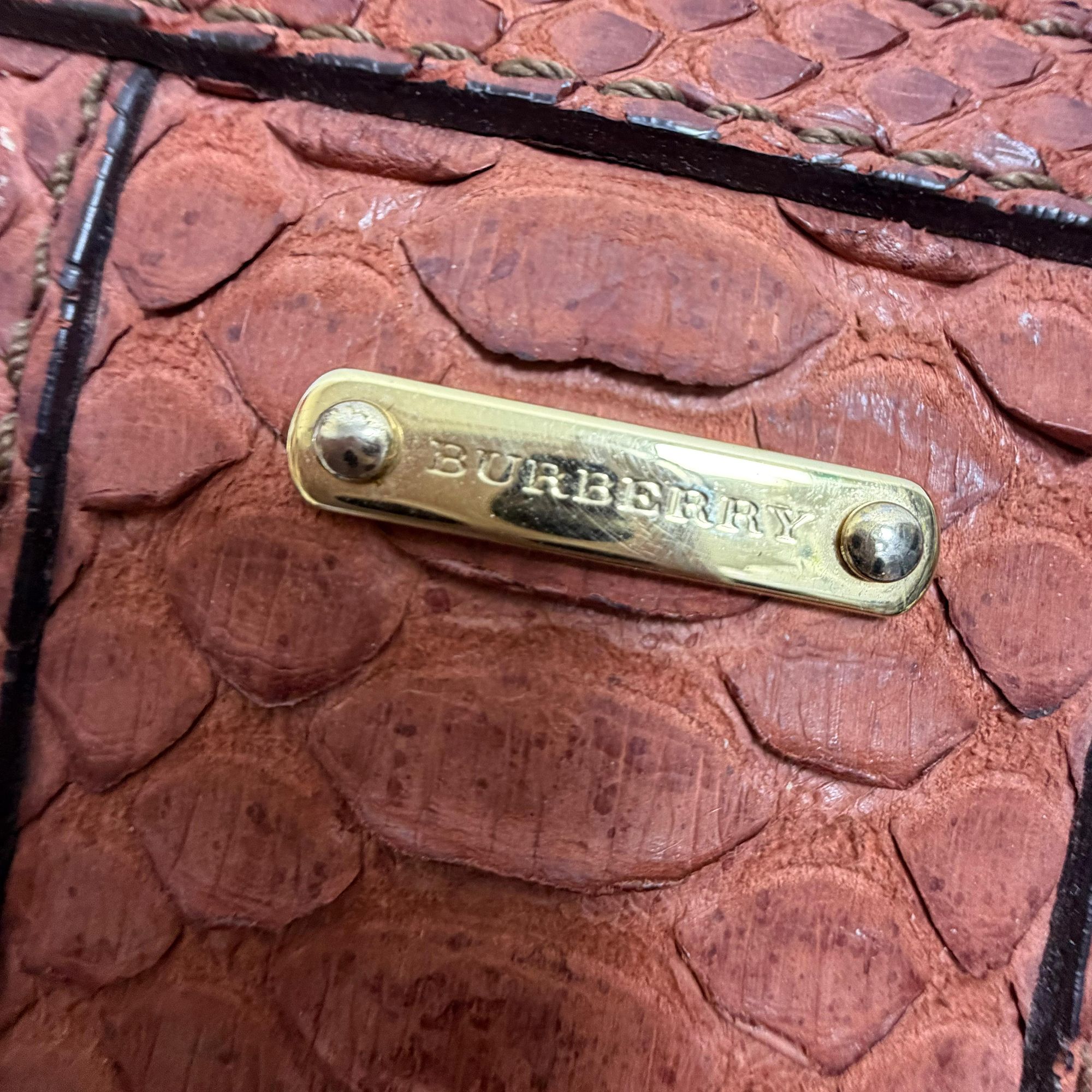 Burberry Preloved Medium Nevinson Bowling Bag in Brown Python Leather